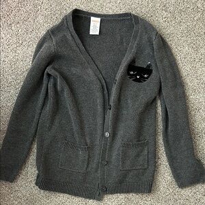 Gymboree Dark Gray Cardigan with Black Cat Pocket